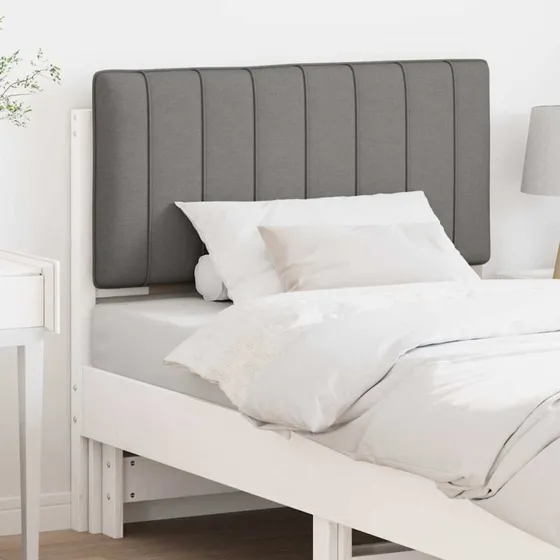 vidaXL Polstret Sengegavl 90 cm Hvid/Lys Grå Massiv Fyrretræ