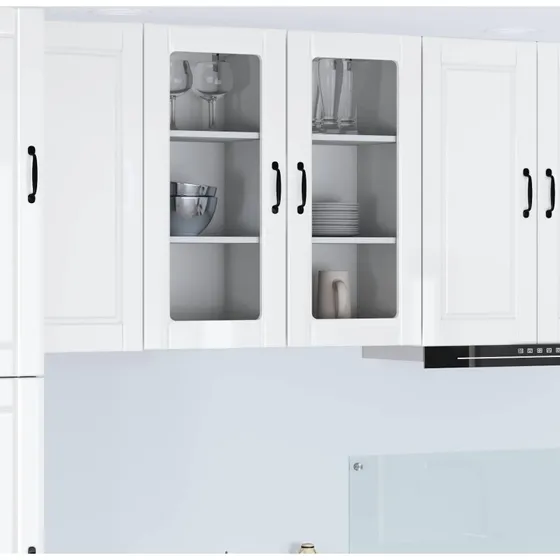 vidaXL Køkkenskab 2 stk Høj gloss hvid 40 x 31 x 80 cm Konstrueret træ