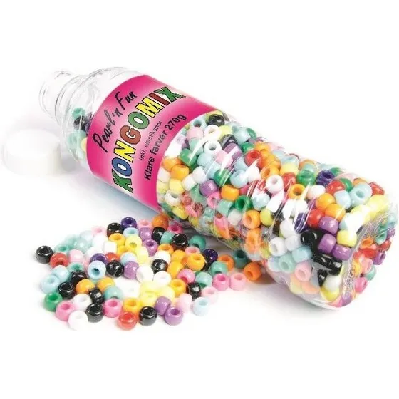 KONGOMIX Store perler i flaske, klare farver 714165