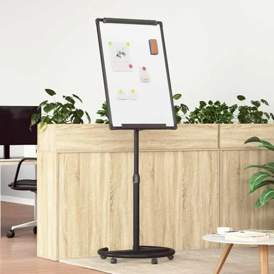 vidaXL Magnetisk Whiteboard 62x62x197 cm Sort/Hvid med Hjul