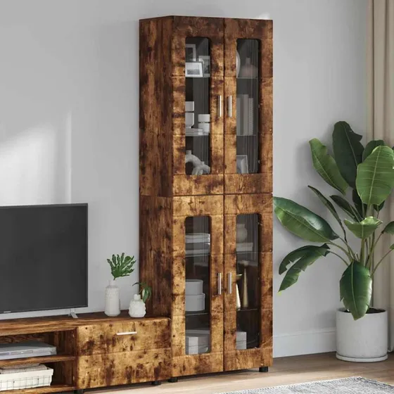 vidaXL Highboard FLORIN Røget eg 60 x 35 x 182 cm Konstrueret træ