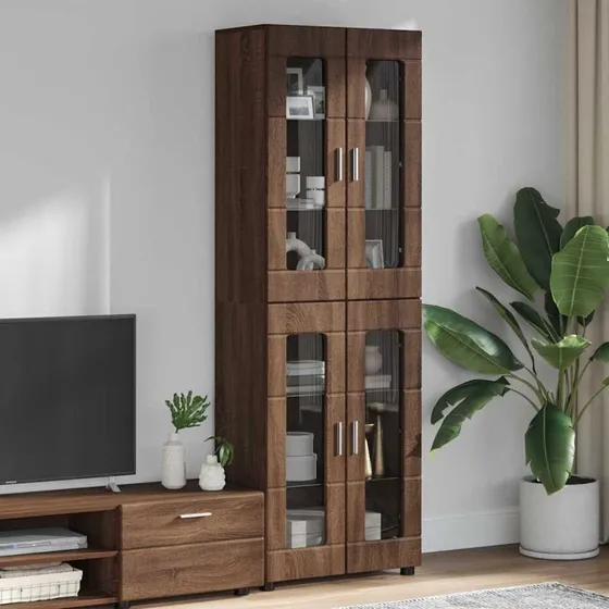 vidaXL Highboard FLORIN Brun eg 60 x 35 x 182 cm Konstrueret træ