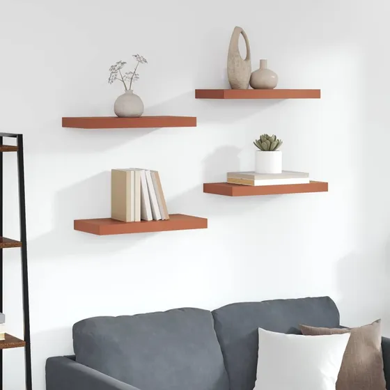 vidaXL Væghylde 4 stk Rød 50 x 23 x 4 cm Konstrueret Træ