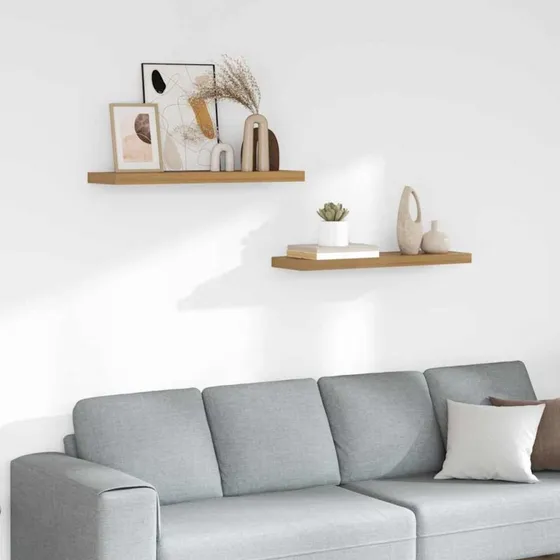 vidaXL Væghylde 2 stk Brun 90 x 23,5 x 4 cm Konstrueret Træ