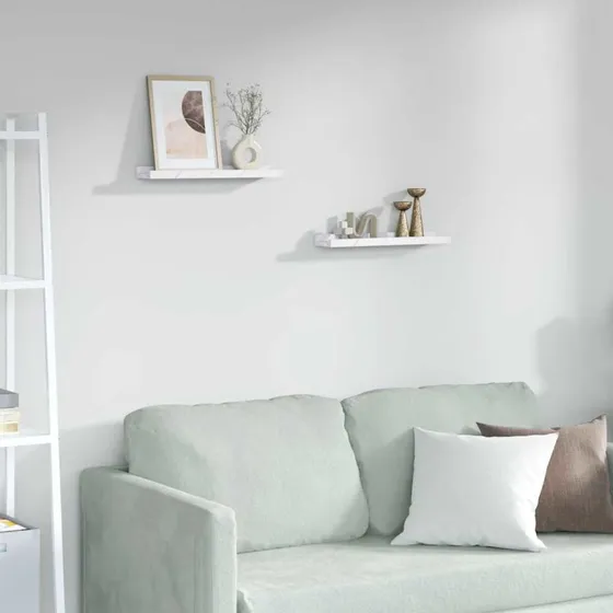 vidaXL Væghylde 2 stk Hvid marmor 40 x 9 x 3 cm Konstrueret træ