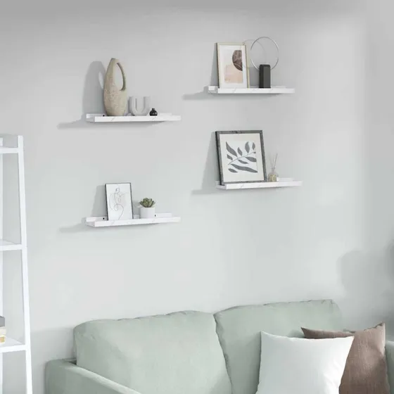 vidaXL Væghylde 4 stk Hvid Marmor 40 x 9 x 3 cm Konstrueret Træ