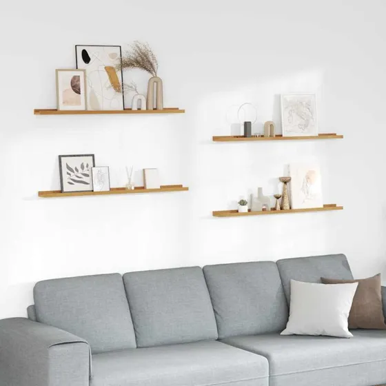 vidaXL Væghylde 4 stk Beige 100 x 9 x 3 cm Konstrueret Træ