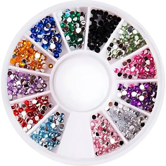 UNIQ Nail Art Gemstone Wheel - Farverige rhinsten