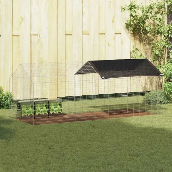 vidaXL Kaninbur Sølv 200 x 78 x 78 cm Galvaniseret Stål
