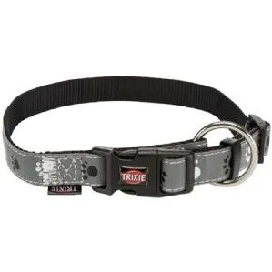 Trixie reflekterende hundehalsbånd 30–45 cm, 15 mm, grå/sølv