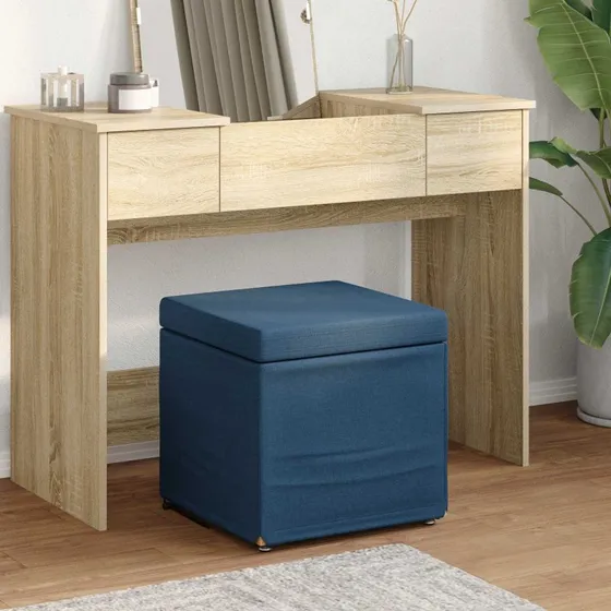 vidaXL Taburet Blå 41 x 41 x 40 cm Stof og Konstrueret Træ