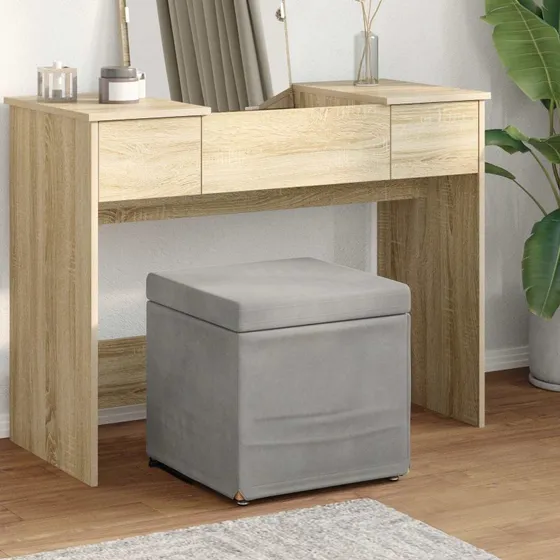 vidaXL Taburet Lysegrå 41 x 41 x 40 cm Velour og konstrueret træ