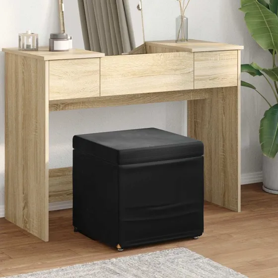 vidaXL Taburet Sort 41 x 41 x 40 cm Velour og Konstrueret Træ