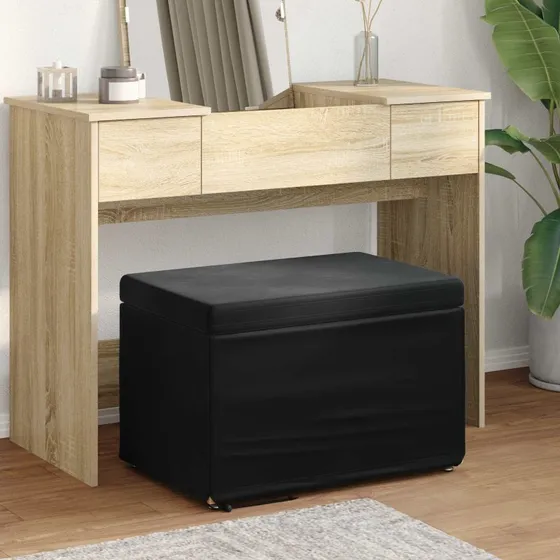 vidaXL Taburet Sort 61 x 41 x 40 cm Velour og Konstrueret Træ