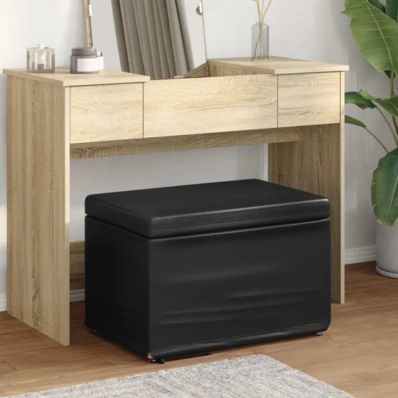 vidaXL Taburet Sort 61x41x40 cm Faux Læder & Konstrueret Træ