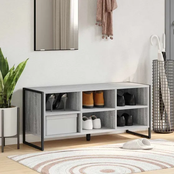 vidaXL Sko Skab Grå Sonoma 100 x 35 x 44 cm Konstrueret Træ