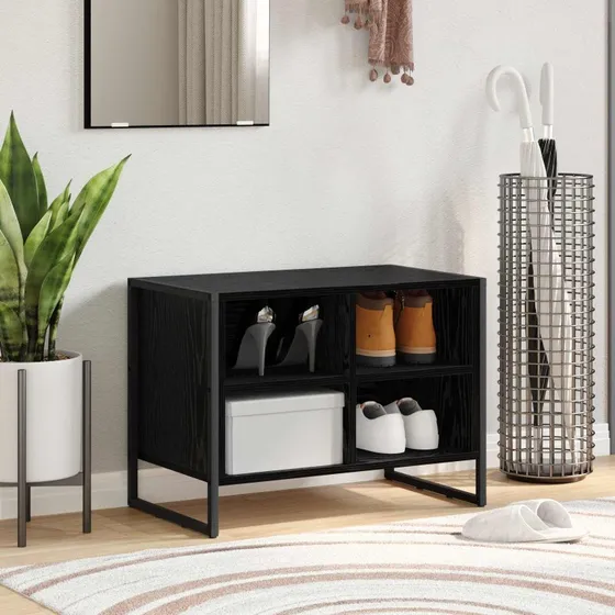 vidaXL Sko Skab Sort 60 x 35 x 44 cm Konstrueret Træ