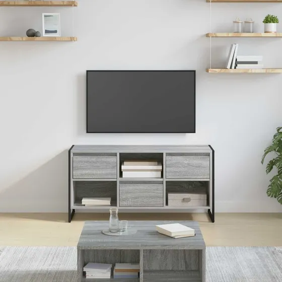 vidaXL TV-skab Grå Sonoma 100 x 36 x 49,5 cm Konstrueret træ