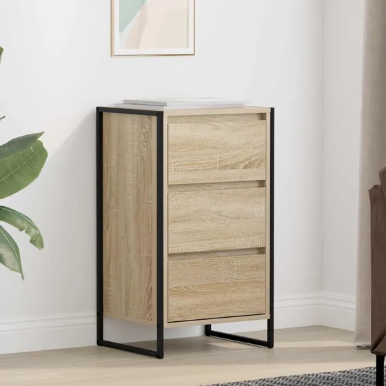 vidaXL Sideboard Sonoma 42 x 36 x 75,5 cm Konstrueret træ & stål