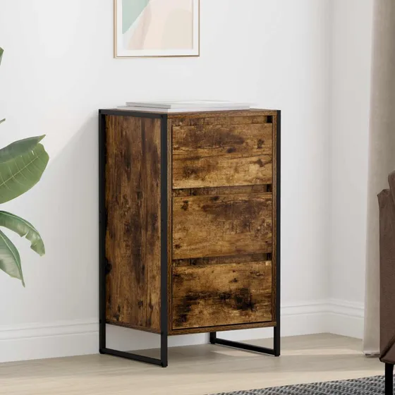 vidaXL Sideboard med skuffe, Røget Eg, 42 x 36 x 75,5 cm