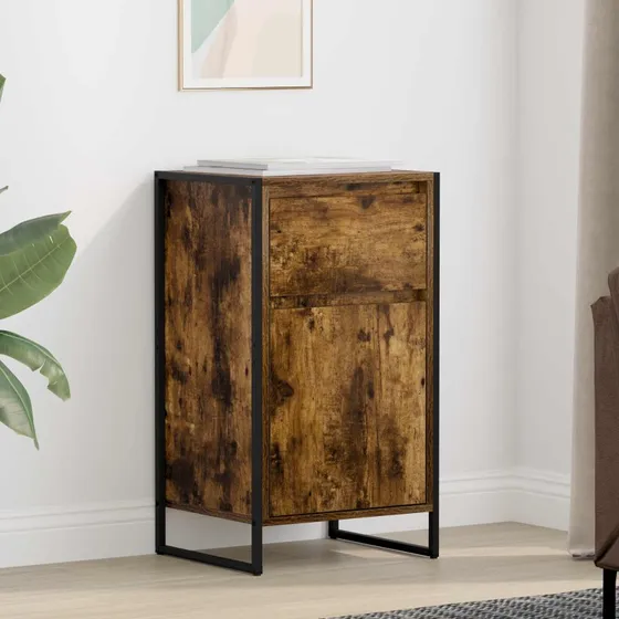 vidaXL Sideboard Røget Eg 43 x 36 x 75,5 cm med skuffe