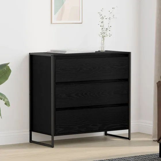 vidaXL Sideboard med skuffe, Sort eg, 79 x 36 x 75,5 cm
