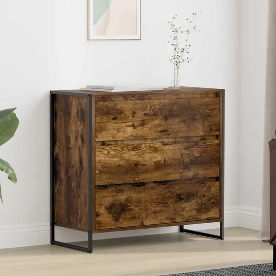 vidaXL Sideboard med skuffe, Røget Eg, 79 x 36 x 75,5 cm