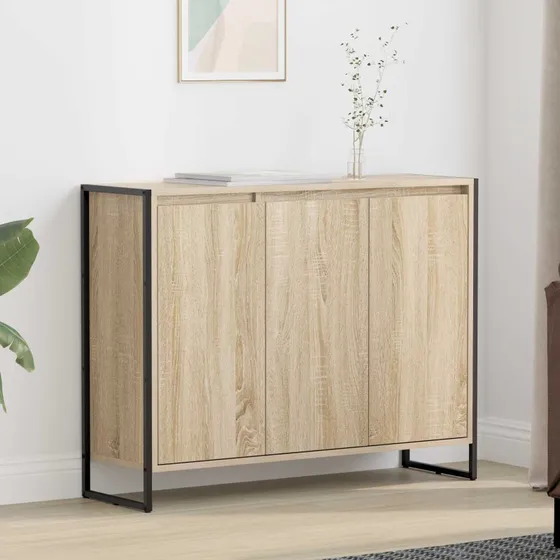 vidaXL Sideskab Sonoma 96,5 x 30 x 75 cm Konstrueret Træ