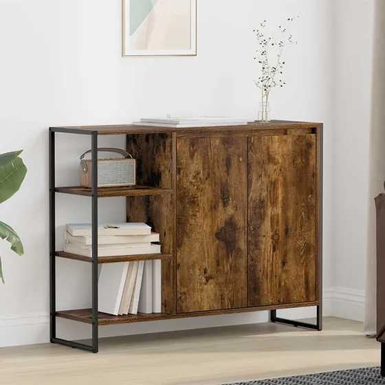 vidaXL Sideskab Røget Eg 96,5 x 30 x 75 cm Konstrueret Træ