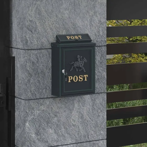 vidaXL Væghængt Postkasse Grøn 29 x 13 x 41 cm Aluminium
