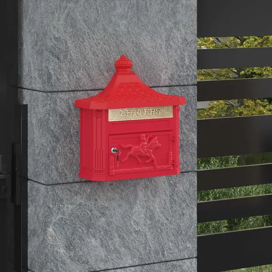 vidaXL Væghængt Postkasse Rød 40,5 x 16 x 45 cm Aluminium