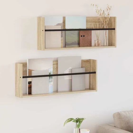 vidaXL Magasin Rack 2 stk Sonoma eg 80 x 12 x 30 cm Konstrueret træ