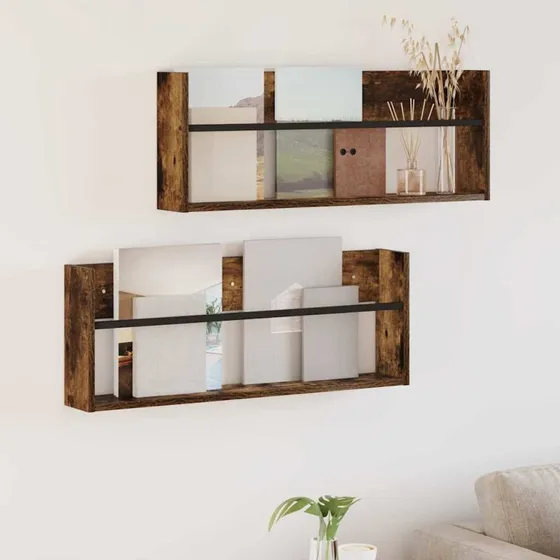 vidaXL Magasin Rack 2 stk, Røget eg, 80 x 12 x 30 cm, Konstrueret træ