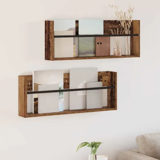 vidaXL Magasin Rack 2 stk, Gammelt træ, 80 x 12 x 30 cm, Konstrueret træ