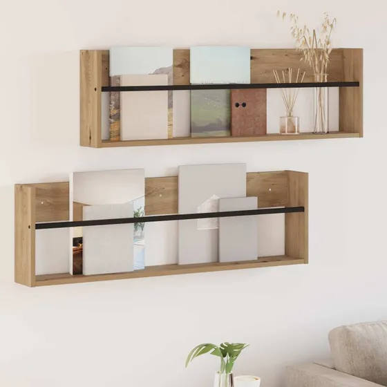 vidaXL Magasin Rack 2 stk, Artisan Egetræ, 100 x 12 x 30 cm