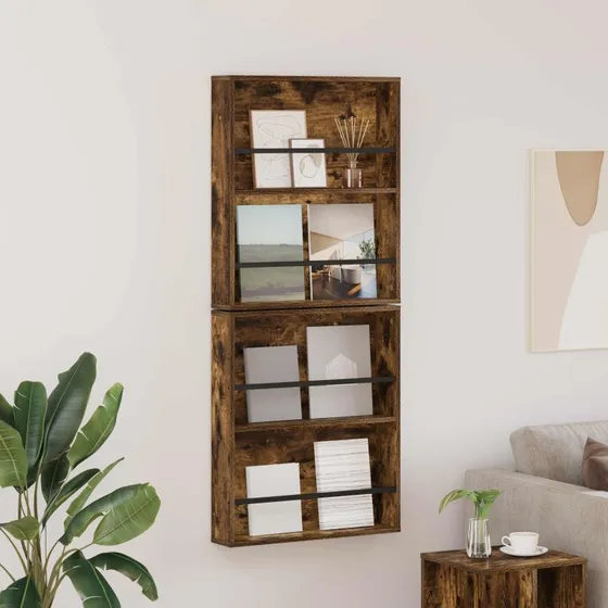 vidaXL Magasin Rack 2 stk, Røget eg, 60 x 12 x 70 cm, Konstrueret træ