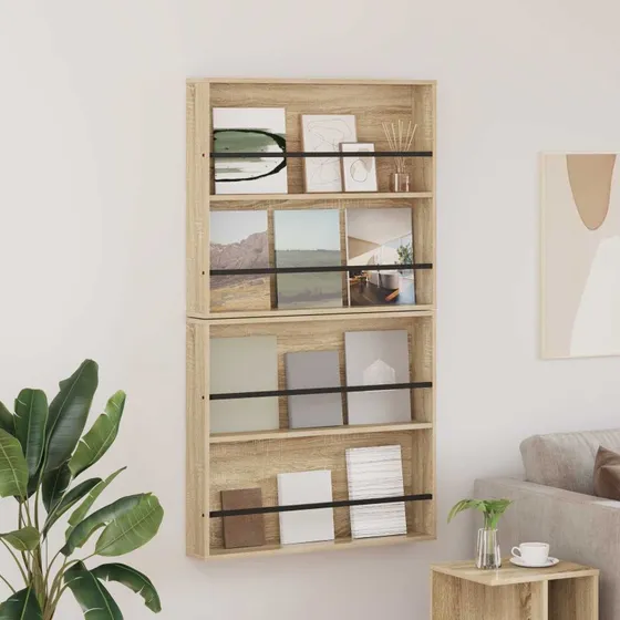vidaXL Magasin Rack 2 stk Sonoma eg 80 x 12 x 70 cm Konstrueret træ