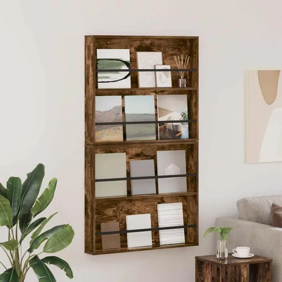vidaXL Magasin Rack 2 stk, Røget eg, 80 x 12 x 70 cm, Konstrueret træ