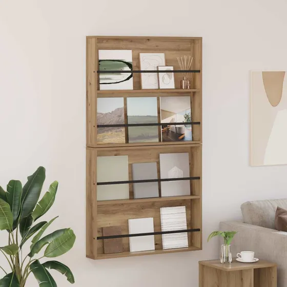 vidaXL Magasin Rack 2 stk, Artisan Egetræ, 80 x 12 x 70 cm