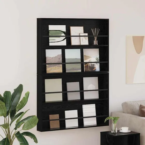 vidaXL Magasin Rack 2 stk, Sort, 100 x 12 x 70 cm, Konstrueret Træ