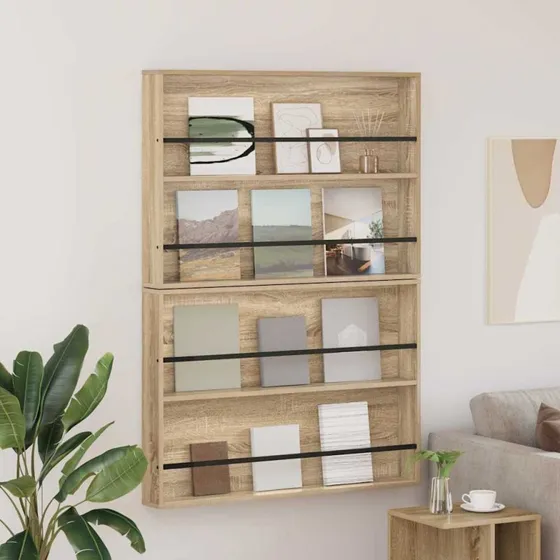 vidaXL Magasin Rack 2 stk Sonoma eg 100 x 12 x 70 cm Konstrueret træ