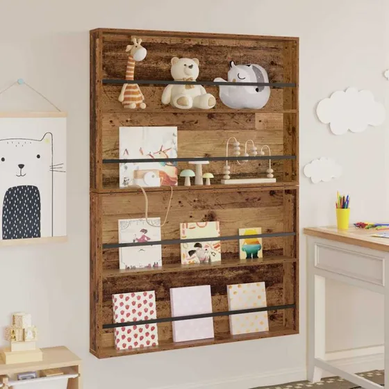 vidaXL Magasin Rack 2 stk, Gammelt træ, 100 x 12 x 70 cm