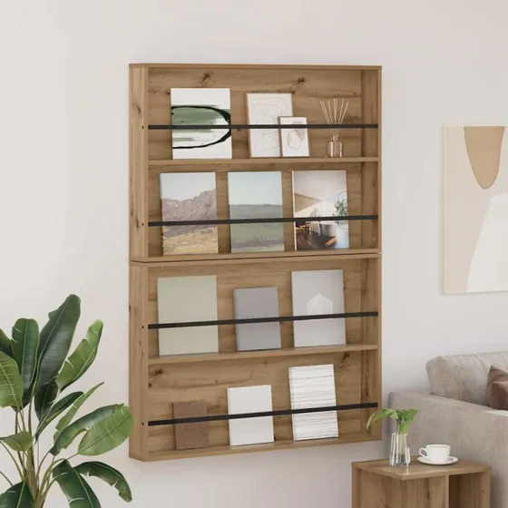 vidaXL Magasin Rack 2 stk, Artisan Egetræ, 100 x 12 x 70 cm