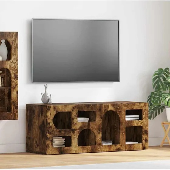 vidaXL TV-skab Røget eg 100 x 35 x 40 cm Konstrueret træ