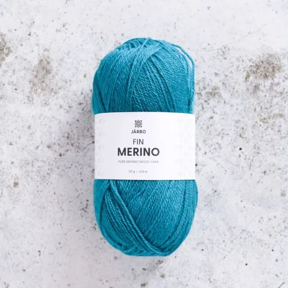 Järbo Fine Merino Garn — Påfugl (Teal Peacock), 235 m