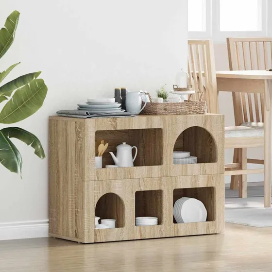 vidaXL Sideboard Sonoma eg 80,5 x 35 x 59 cm Konstrueret træ