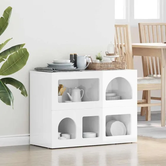 vidaXL Sideboard Høj gloss hvid 80,5 x 35 x 59 cm Konstrueret træ