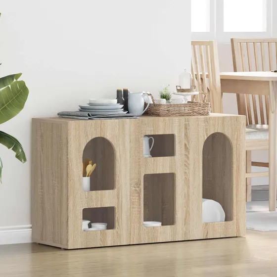 vidaXL Sideboard Sonoma eg 100 x 35 x 59 cm Konstrueret træ