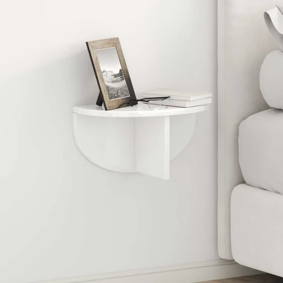 vidaXL Væghylde Høj Gloss Hvid 38 x 19 x 19 cm Konstrueret Træ
