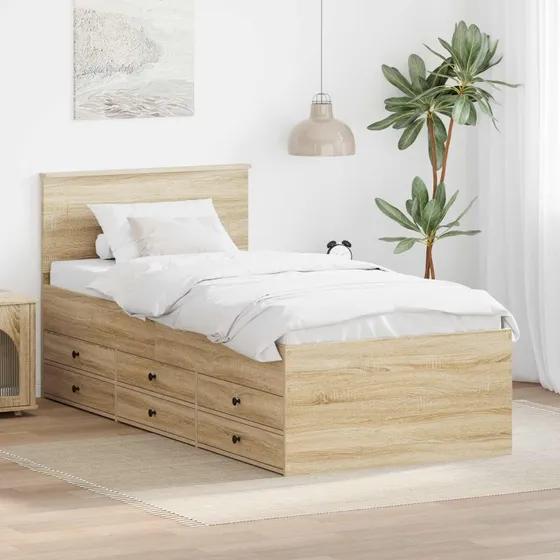 vidaXL Daybed med skuffe, Sonoma Eg og Sort, 90 x 190 cm